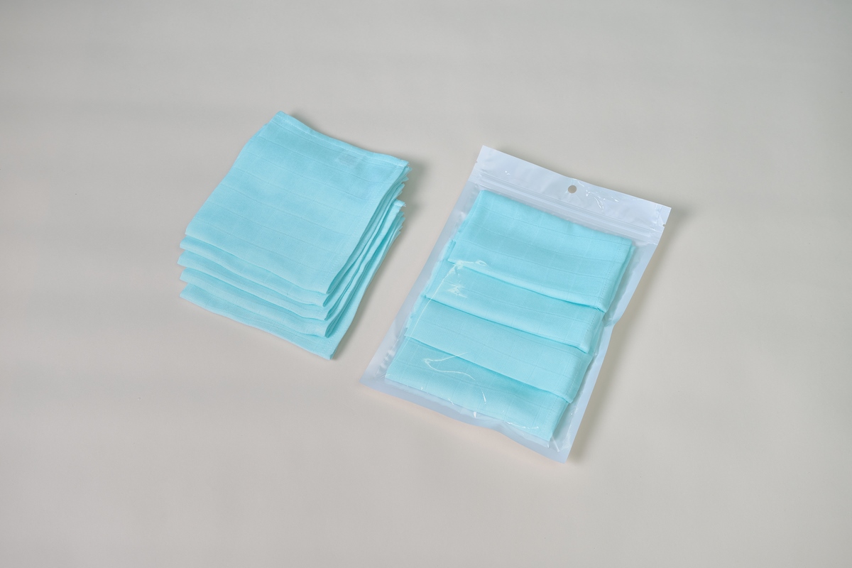 Bộ 5 khăn xanh 2 lớp Bamboo 30x30cm Set 5 khăn xanh 2 lớp Bamboo 30x30cm